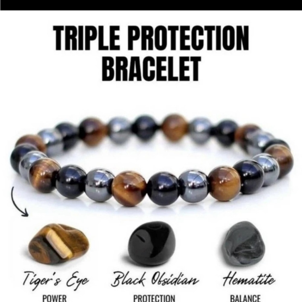 🎁🎁💙👨🏾2 FOR $15 BUNDLE Men’s Tigers Eye natural stone bracelet
Free 🎁